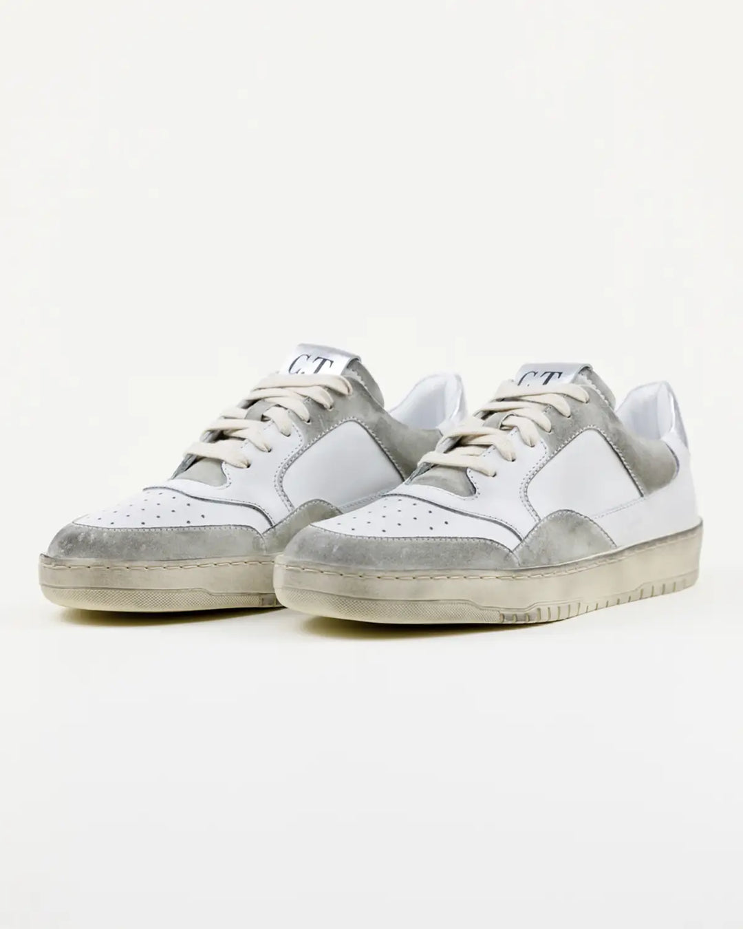 SNEAKERS NICO TOMAIA BIANCA, CROSTA VINTAGE ED INSERTO ARGENTO