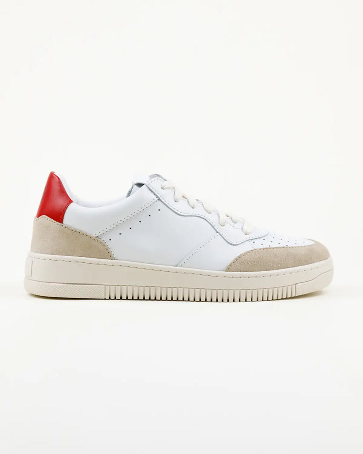 SNEAKERS PAOLO TOMAIA BIANCA, INSERTI CROSTA E PELLE COLOR ROSSO