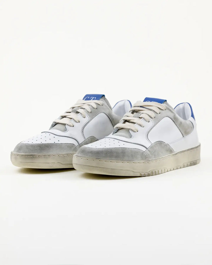 SNEAKERS NICO TOMAIA BIANCA, CROSTA VINTAGE ED INSERTO BLU