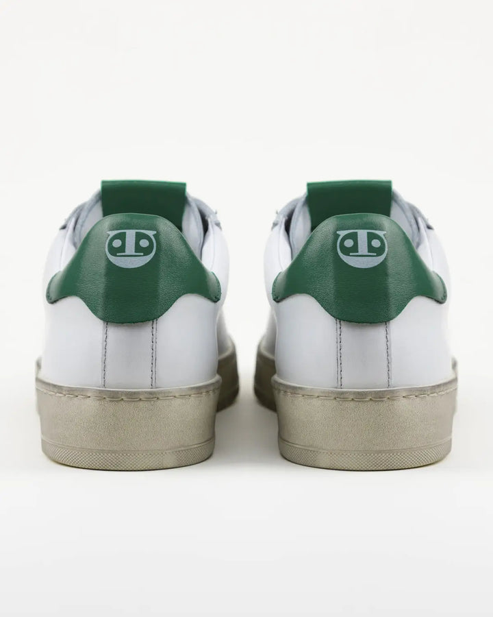 SNEAKERS DINO TOMAIA BIANCA VINTAGE INSERTI VERDE