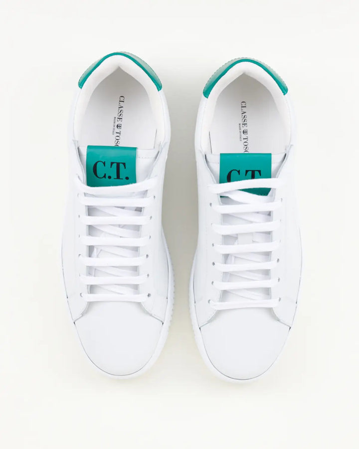 SNEAKERS MARIO TOMAIA BIANCA CON INSERTI VERDI