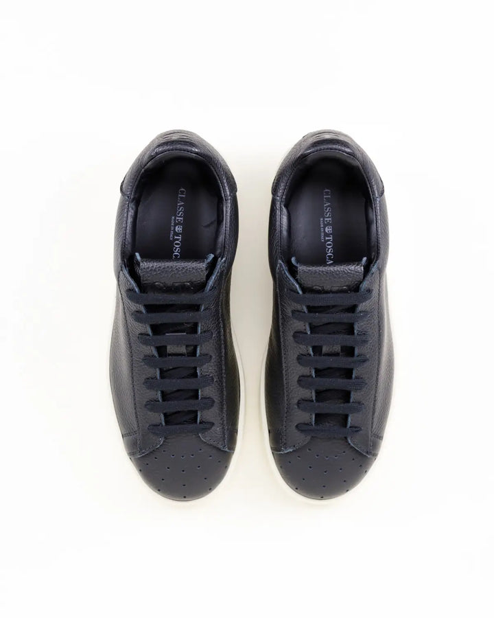 SNEAKERS GINA TOMAIA PELLE CON FINISSIMA GRANA DI COLORE NERO