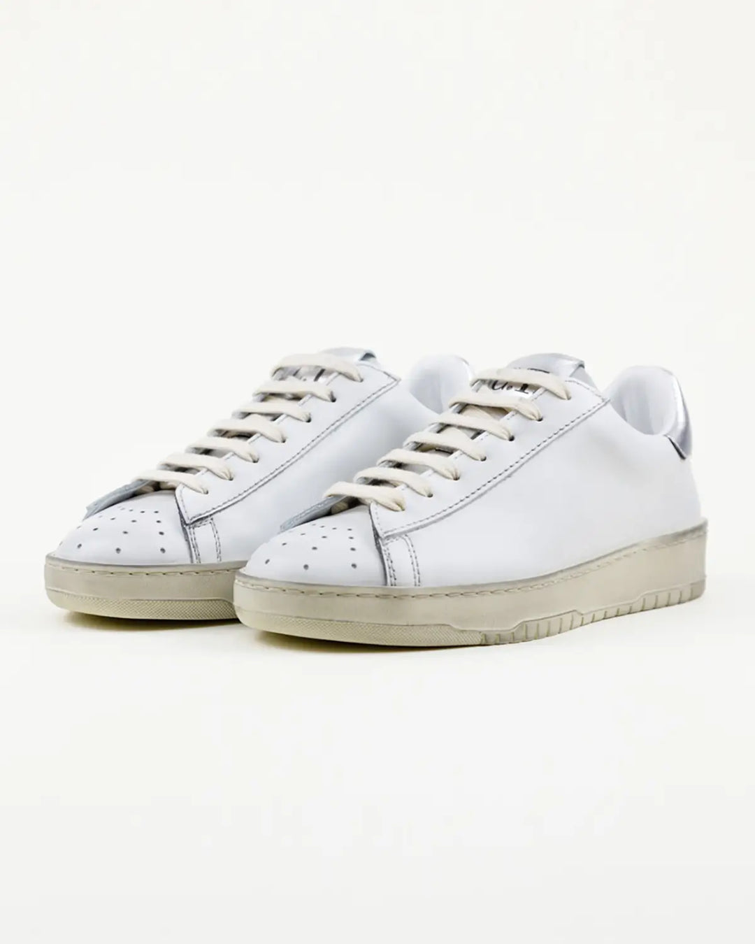 SNEAKERS GINA TOMAIA BIANCA VINTAGE INSERTI ARGENTO