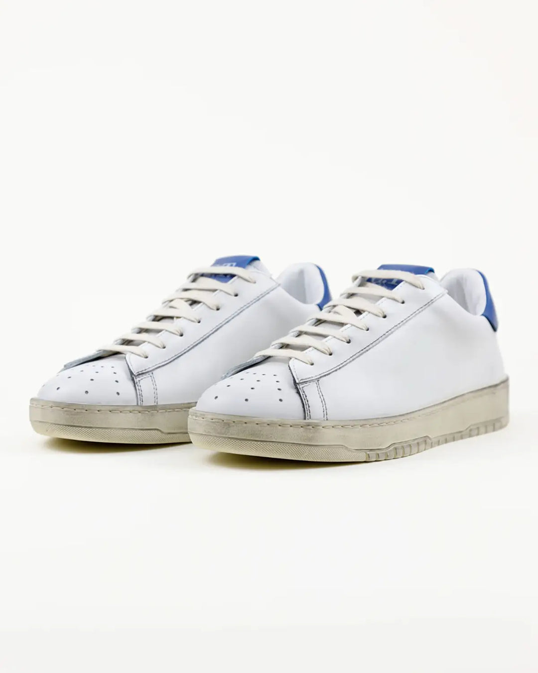 SNEAKERS DINO TOMAIA BIANCA VINTAGE INSERTI BLU