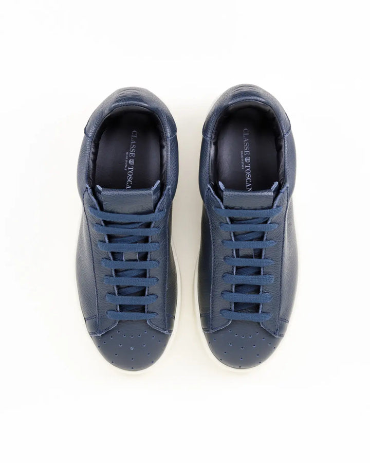 SNEAKERS GINA TOMAIA PELLE CON FINISSIMA GRANA DI COLORE BLU