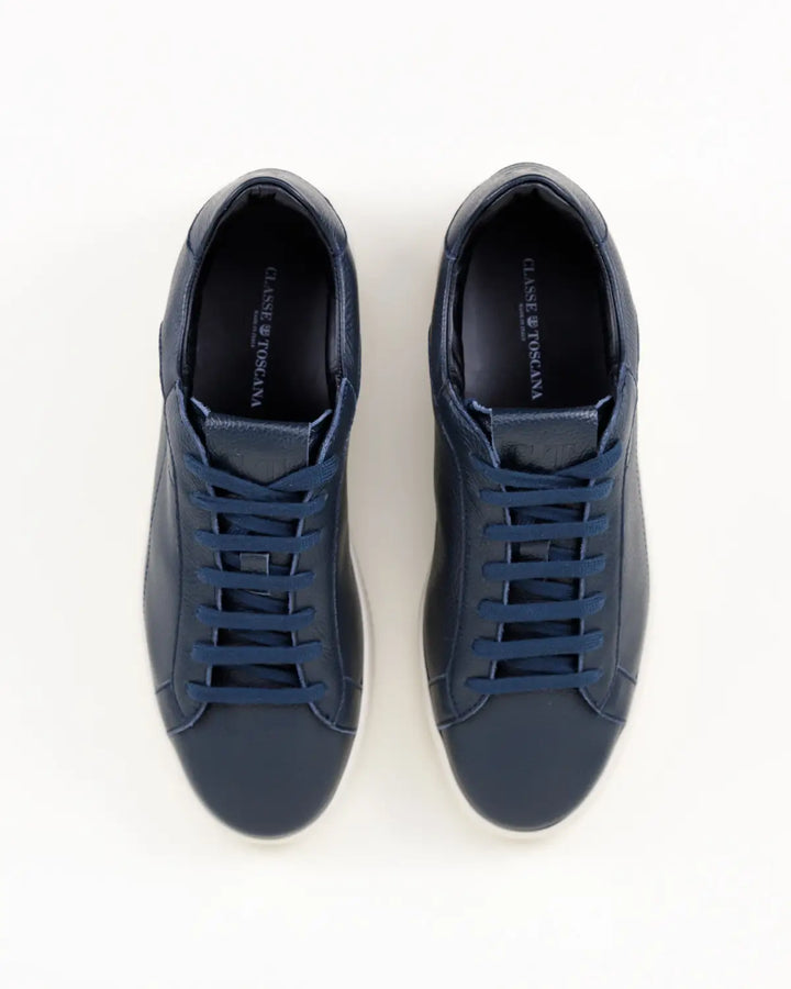 SNEAKERS MARIO TOMAIA PELLE CON FINISSIMA GRANA DI COLORE BLU