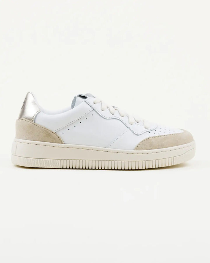 GRAZIA SNEAKERS WHITE UPPER, CRUST AND GOLD LEATHER INSERTS