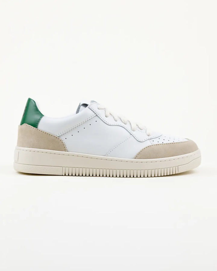 PAOLO SNEAKERS WHITE UPPER, CRUST AND LEATHER INSERTS GREEN COLOR