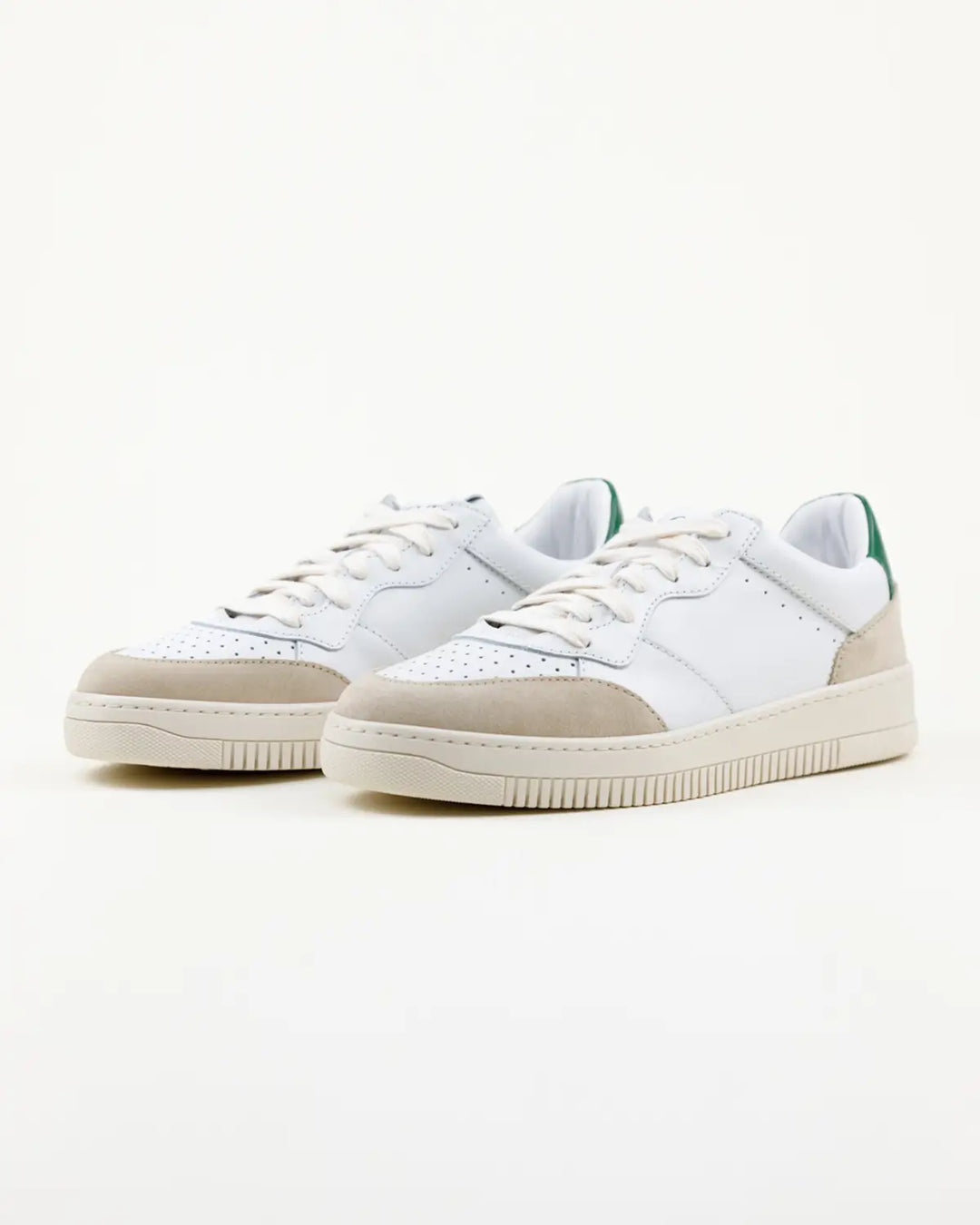 PAOLO SNEAKERS WHITE UPPER, CRUST AND LEATHER INSERTS GREEN COLOR