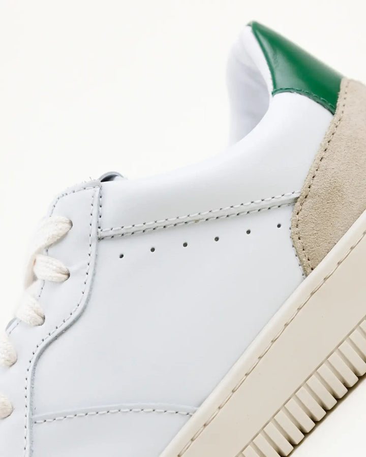 PAOLO SNEAKERS WHITE UPPER, CRUST AND LEATHER INSERTS GREEN COLOR